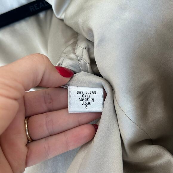 Vintage Richard Tyler Couture Leather Blazer USA Silk 8 Cream Jacket - Picture 8 of 8